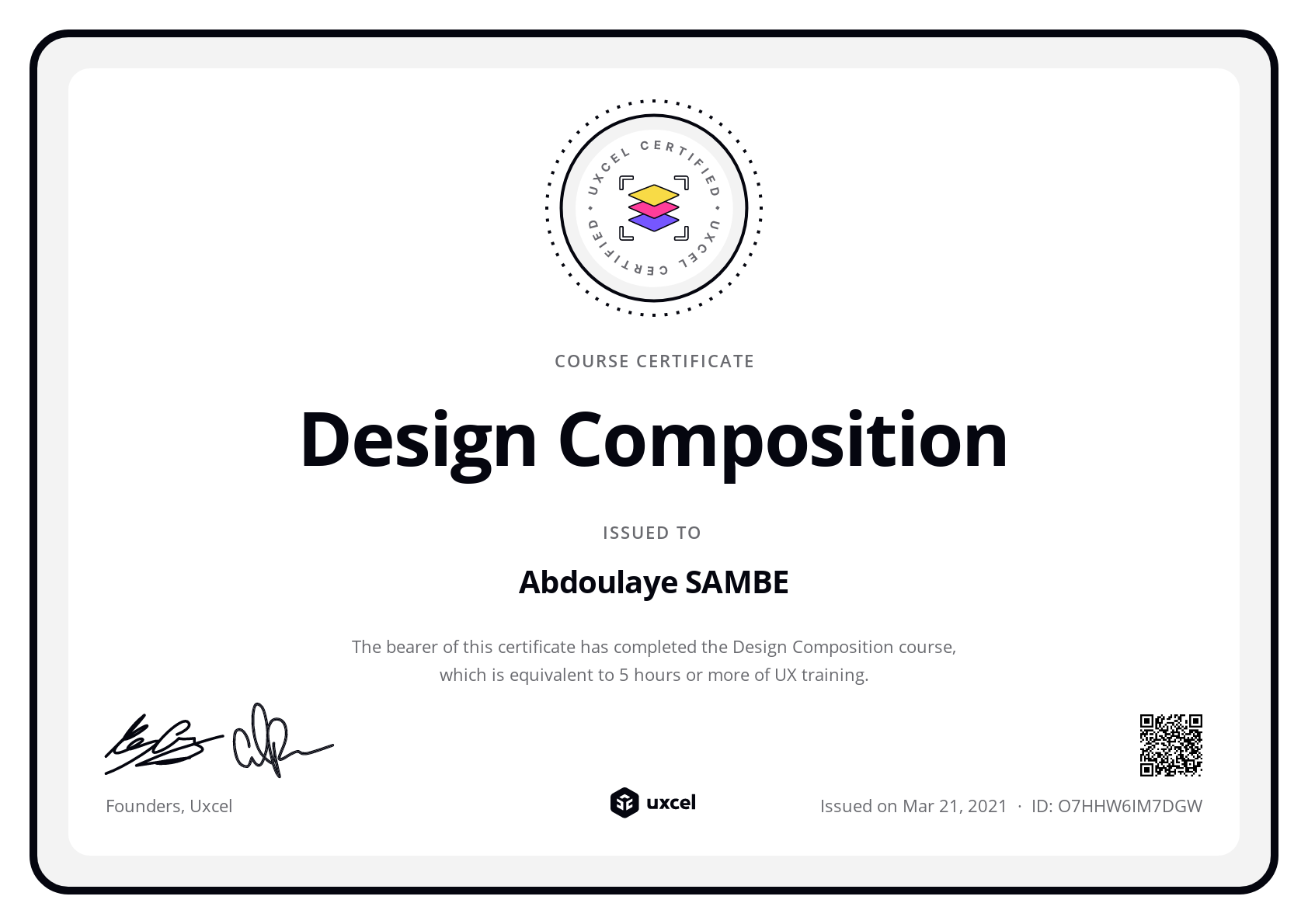 Abdoulaye SAMBE's certificate